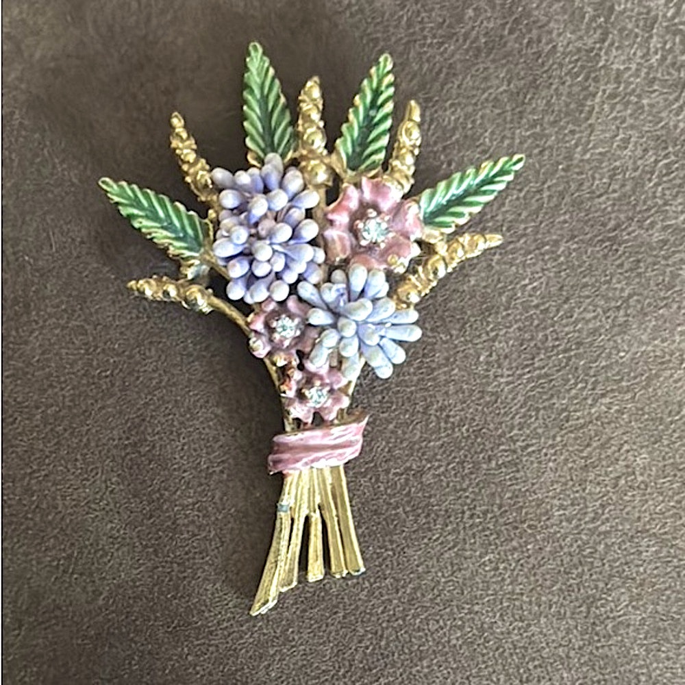 Vintage Florenza Harvest Stalk and Flower Bouquet Pin Brooch.